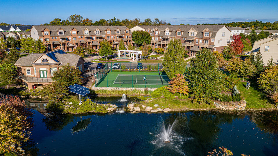 An aerial view of our lakefront view